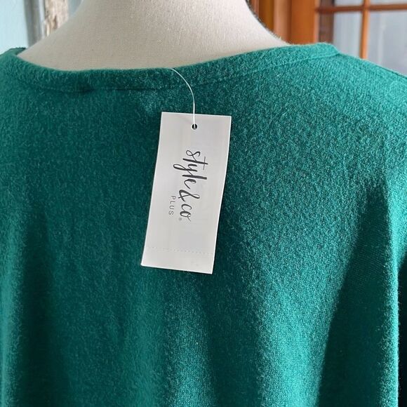 Style & Co Womens Knitted Sweater Adveturine Drop Shoulder Green Size 2X NWT - Picture 8 of 12